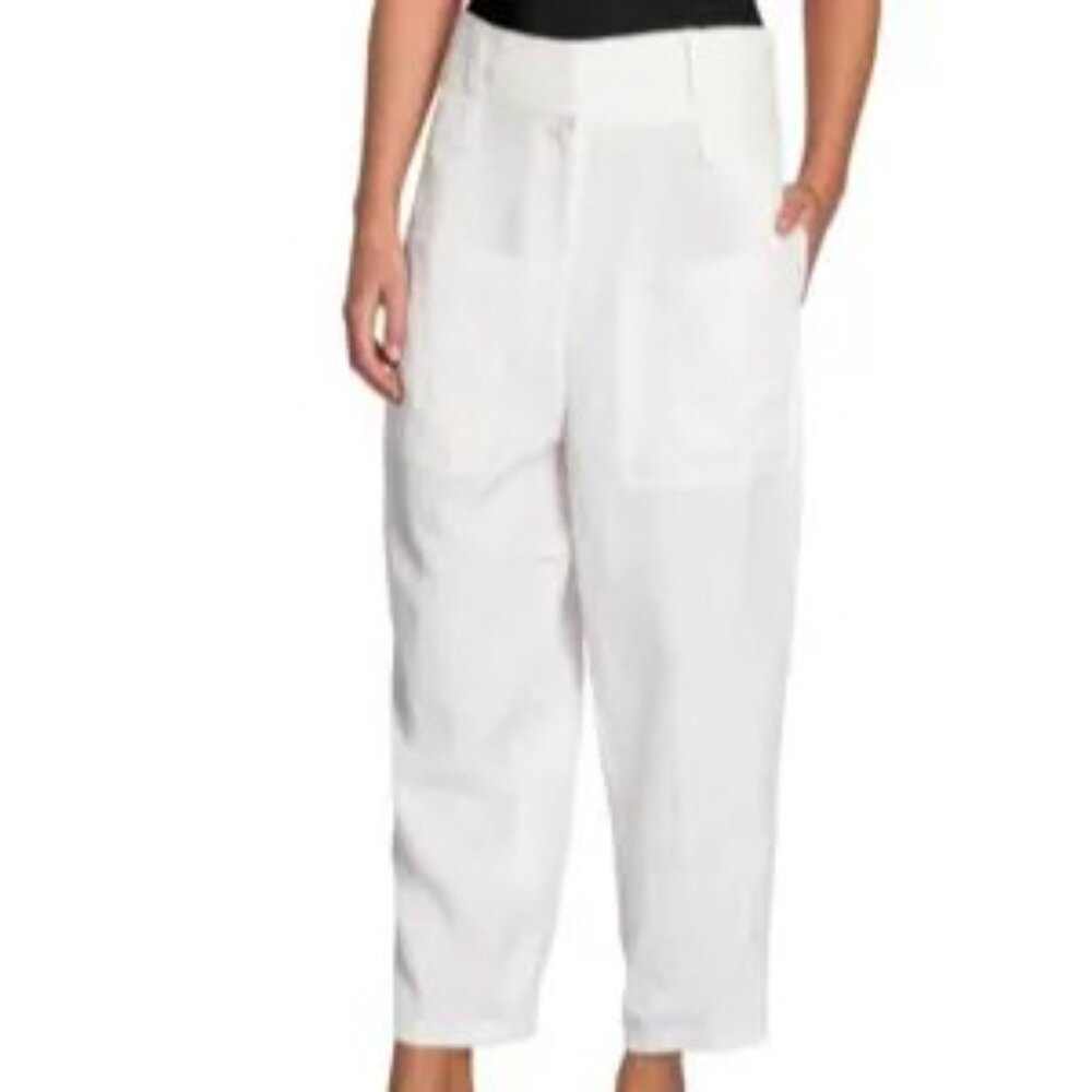 NWT Stella McCartney Fluid Linen‎ Balloon Leg Pants White Size IT44/US8